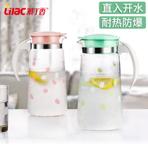 Lilac heat-resistant glass cool kettle bubble teapot home large capacity high temperature resistant summer cold kettle explosion-proof set