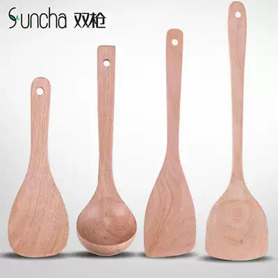 Double gun wooden shovel Non-stick pan shovel Wooden shovel set Wooden cooking shovel Soup spoon rice spoon long handle wooden kitchenware