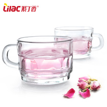 Lilac thickened heat-resistant glass cup with handle Teacup transparent water cup tea cup creative Cup 160ml