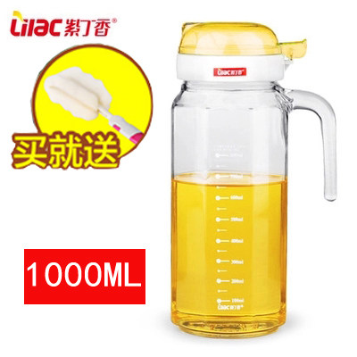 Lilac 1000ml large thickened glass oil-proof pot Soy sauce bottle Vinegar bottle Kitchen quantitative oil control bottle