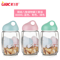 Lilac glass sealed jar moisture-proof storage jar large honey bottle enzyme bottle milk powder candy jar wishing bottle