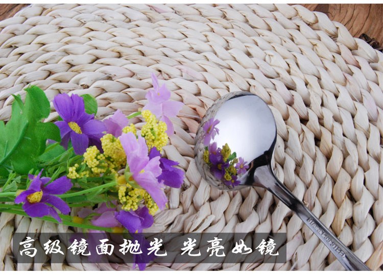 Muỗng thìa dài tay khuấy thìa sáng tạo dễ thương thép không gỉ Bộ đồ ăn phương Tây trẻ em muỗng tròn muỗng đĩa tròn