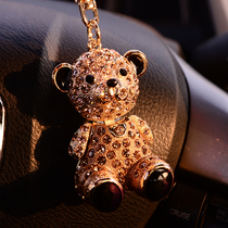 Crystal car cartoon keychain pendant female exquisite cute creative girl bear bag backpack hanging decoration high-end