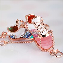 Drilling Crystal Lovely Shoes Car Key Close Men and Ladies Fashion Key Hanging Circle Creative Couple Gift