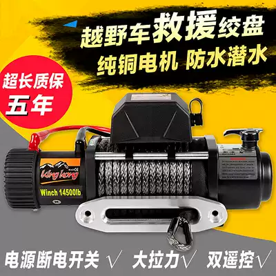 King Kong winch off-road vehicle car self-rescue sleeper nylon rope diving electric winch 12V car 24V modification