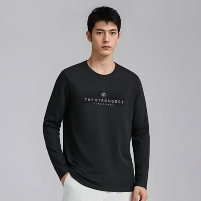 Jiaochi Long-Sleeve Men's T-Shirt, New Fashion Trendy Brand, Autumn Round-Neck Cotton Base Shirt, Printed Winter and Autumn Clothing