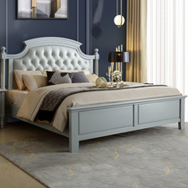  American soft bag light luxury bed Simple modern solid wood double bed Master bedroom wedding air pressure high box storage bed 1 8M