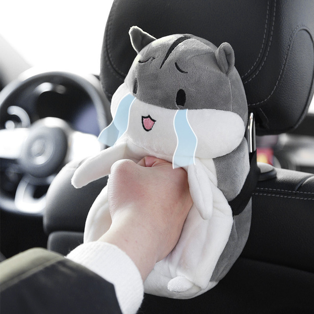 Paper Towel Box Vehicular Extractable Toilet Paper Doll Creative Plush Cute Hamster Dining Towel Paper Case Hanging Car Tissue Box Hanging Bag