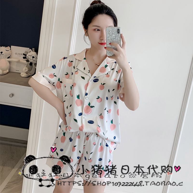 Japan Gelato Sweet Beauty Pyjamas Woman Summer Short Sleeve Suit Ice Silk Shorts Cute Home Wear
