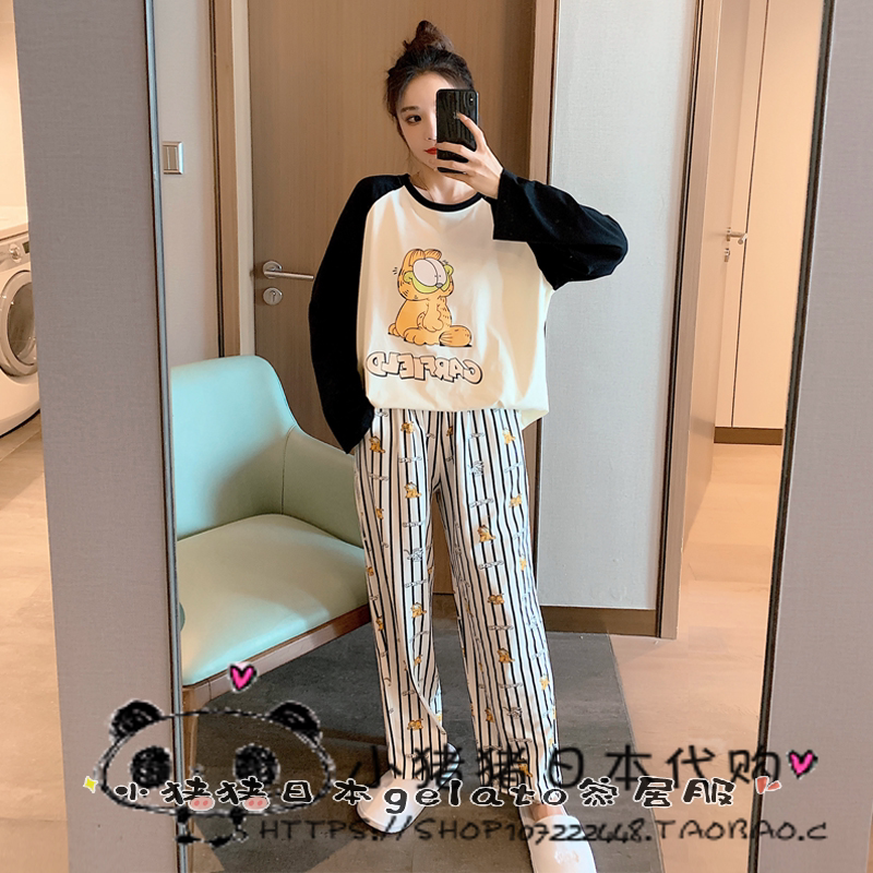 Japanese Gelato Sleeping Dressing Woman Spring Autumn Pure Cotton Long Sleeve Cute Cartoon Tennis Red Home Suit Suit