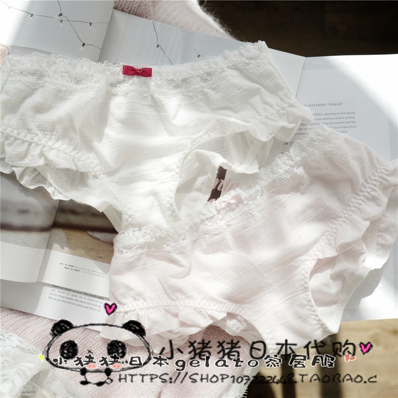 Japanese Gelato Agaric 1 4 Inch Sleeves Wrench Side Lotus Leaf Edge Pure Cotton Breathable Girl Pants Low Waist Underpants