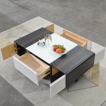 Tempered glass tea table modern minimalist living-room tea table TV cabinet combination suit Nordic small family type home tea table