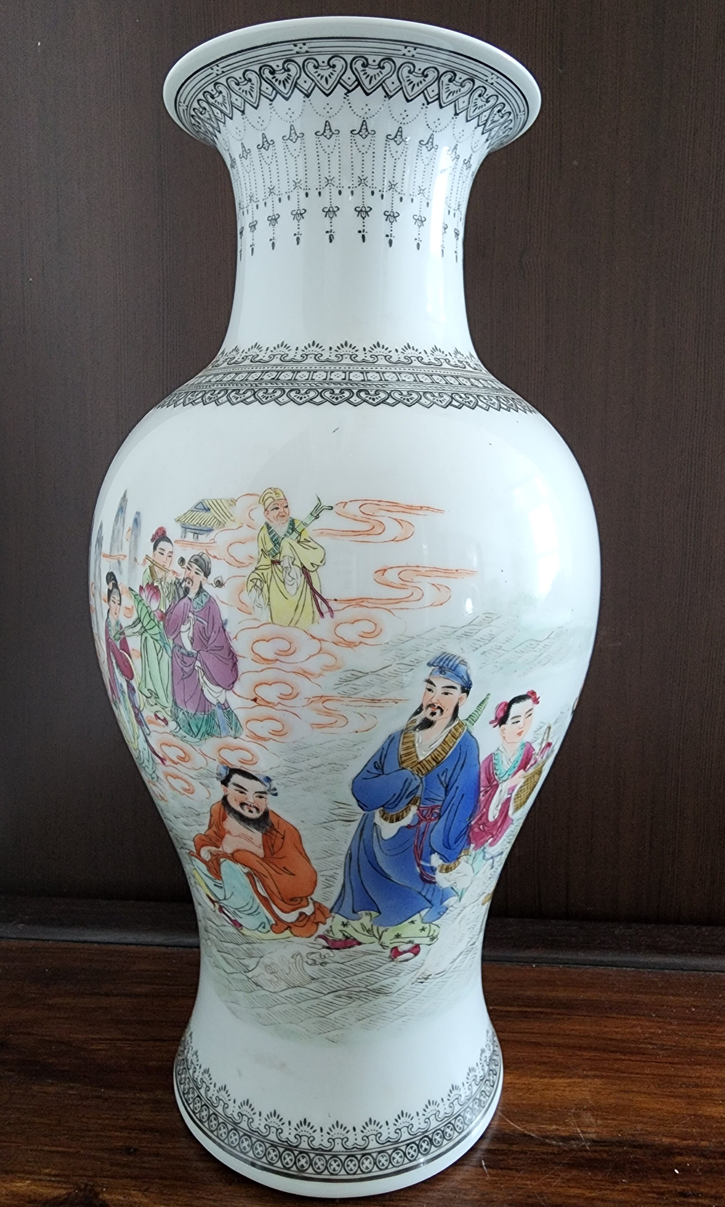 567 八仙過海花瓶36cm 一對明清瓷器/古董收藏/迴流精品/包老保真-淘寶