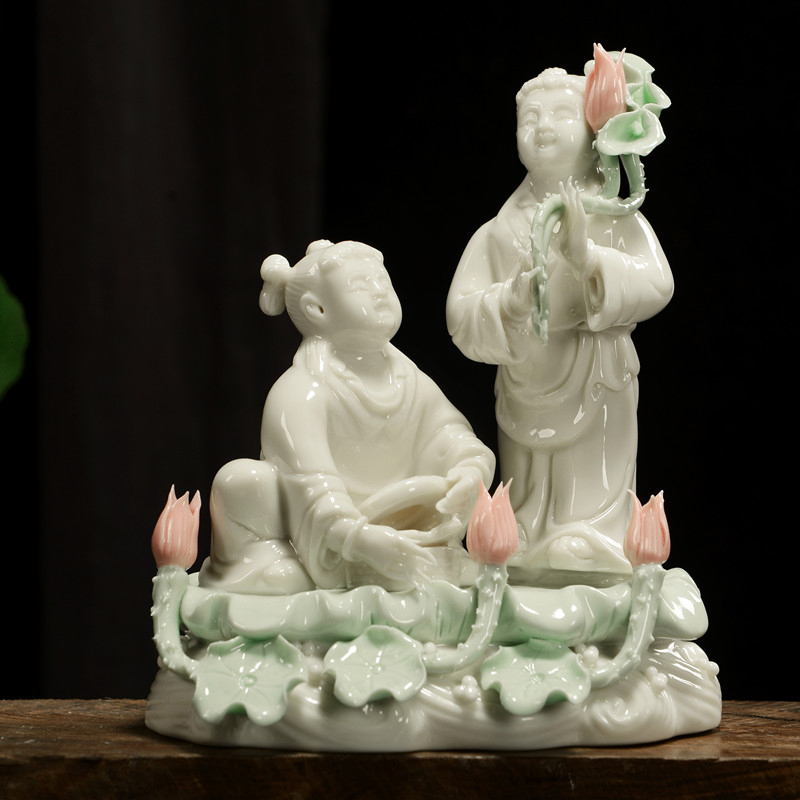 Ceramic and Harmony Two Saints Ornaments Home Decoration Deified White Porcelain Crafts Gifts Ceramic and Harmony Two Saints Ornaments Home Decoration Deified White Porcelain Crafts Gifts