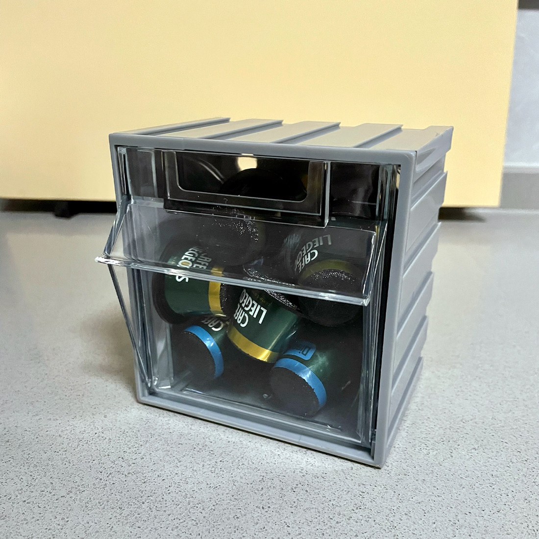 Original design Capsule Coffee Flipper Drawer Containing Box Three Ton Half Parts Stackable Creative Desktop Intake