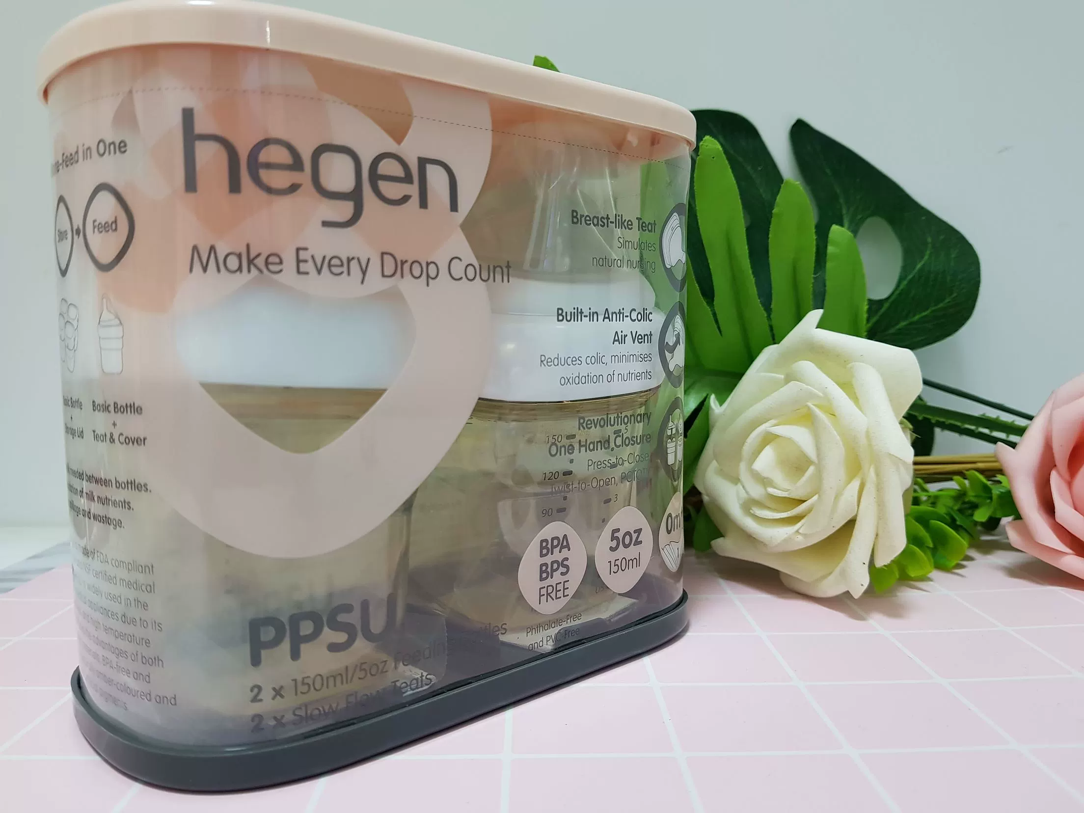 Bình sữa Hegen nhập khẩu Singapore 150m / 240ml / 330mll PPSU cho bé chống rơi và đầy hơi - Thức ăn-chai và các mặt hàng tương đối