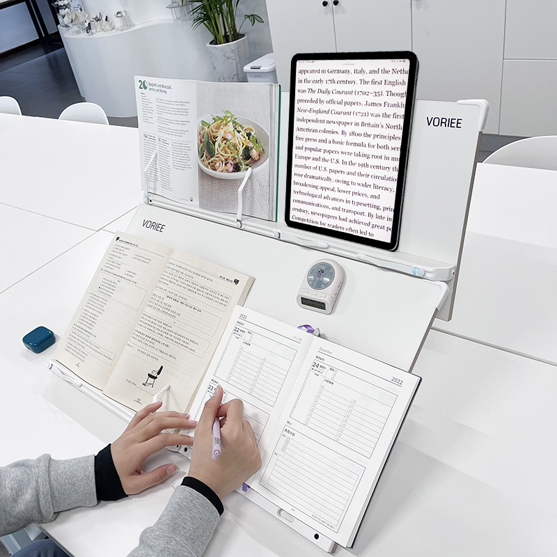 Korean Voriee Reading Stand White Book Holder Computer Stand Double-Layer Reading Bookshelf Student Bookshelf Desktop