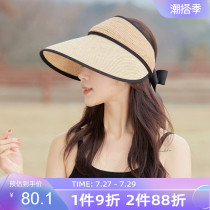 Fancet empty top sunscreen female summer anti-UV outdoor riding straw hat large hat peak can Zama tail sun hat