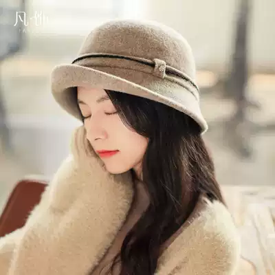 Hat female winter Korean version of Hundred Tower Japanese beret female retro autumn and winter wool fisherman hat round face hairy basin hat