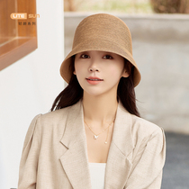 Fancet straw hat female summer beach sunscreen sunshade 100 lap fisherman hat anti-UV foldable sun hat