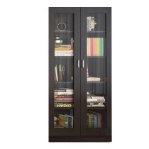 Wooden bookcase File cabinet Display cabinet Free combination bookcase Modern simple glass door black three-pumping office cabinet