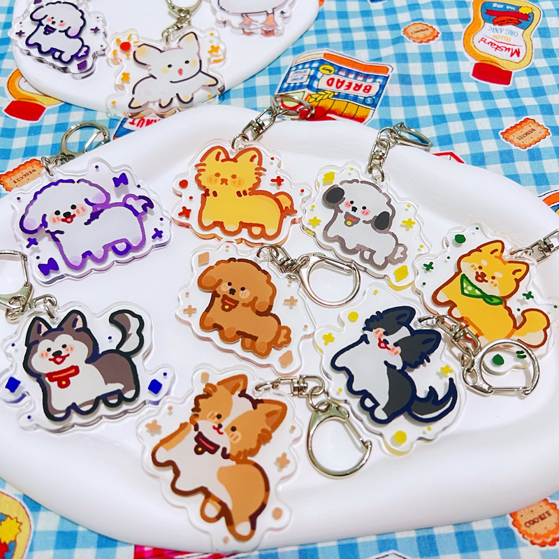 Original Pet Acrylic Keychain, Cute Cartoon Dog Pendant, Cute Gift for Couples, Gift for Girlfriend