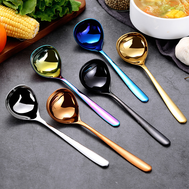 Soup spoon Home drinking soup with communal spoon Hotel Spoon Deeper Spoon Deepen Small Soup Spoon Thickened 304 Stainless Steel Big Scoop