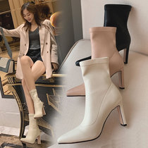 2022 spring new womens shoes coarse heel high heels Toe Socks Boots Lean Boots Slim Boots Slim Boots Slim Boots Woman Boots