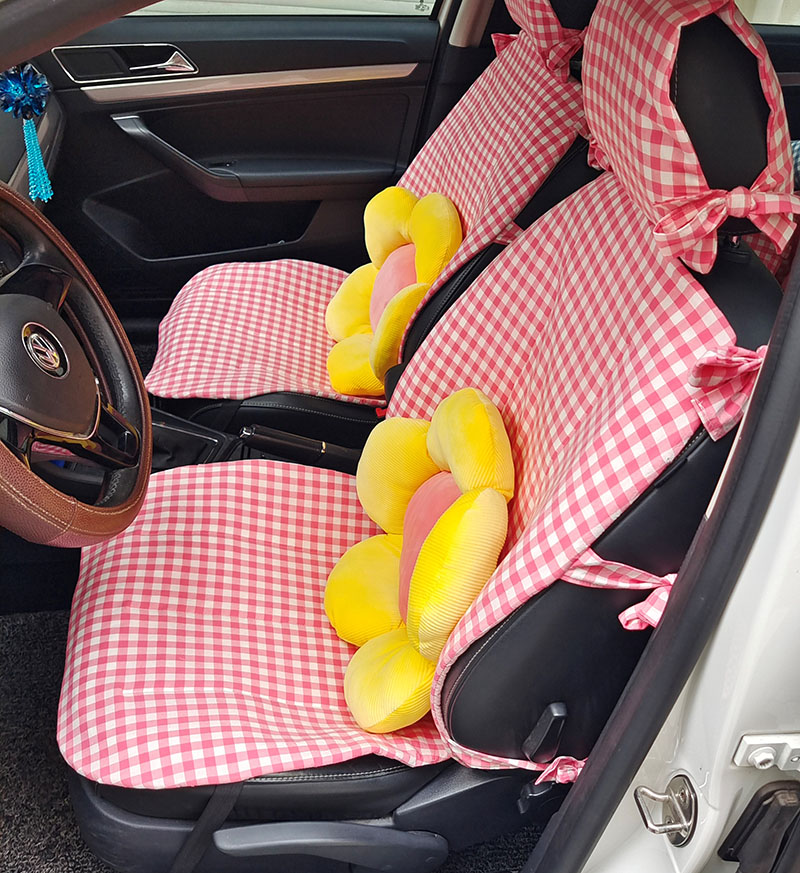Full cotton suction perspiration Breathable Cloth Art Car Seat Cushion Thickened Clips Cotton Anti Slip Can Machine Wash All Season Universal Support Set Up