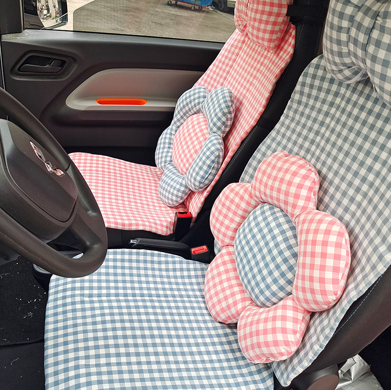 All-cotton female car cushion breathable sweat-absorbing five-rhombus macro light mini non-slip can be fixed with machine washable four seasons with-Taobao