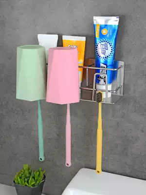 Stainless steel suction Wall toothbrush holder creative hanging toothbrush holder dental cup holder bracket wall-mounted non-perforated