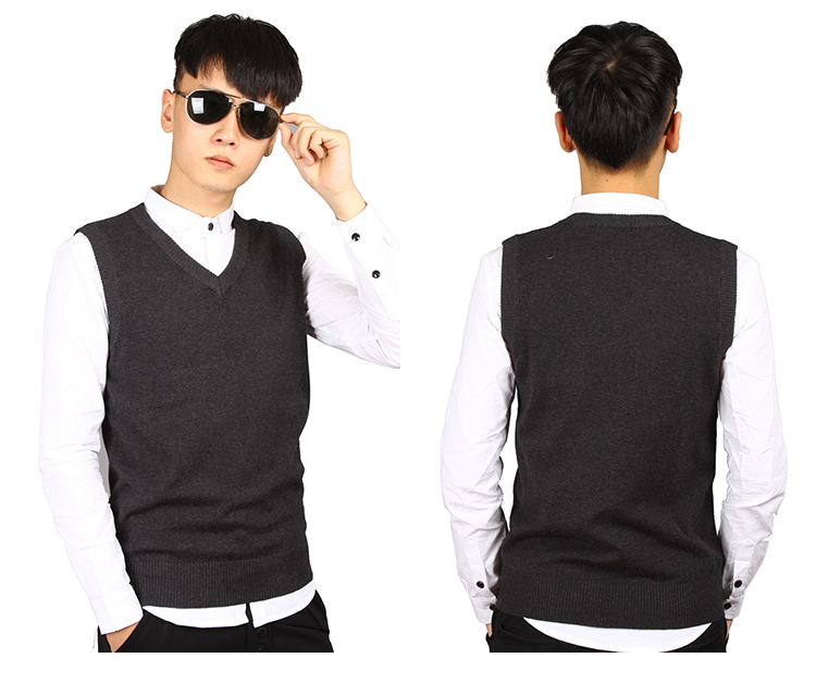 Áo len nam mùa thu và đông nam Phiên bản Hàn Quốc áo len không tay cổ chữ V Áo len mỏng cotton ấm áp vest vest nam vest công sở nam