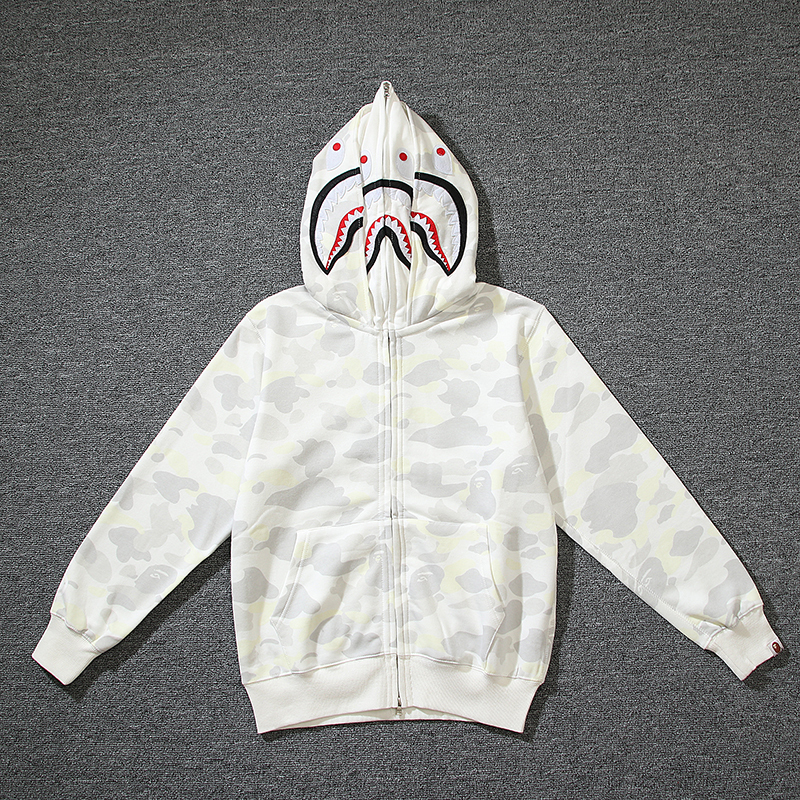 Japanese Trendy Brand Shark Double-Hooded Sweatshirt for Men, Camouflage Luminous Spots, Street Casual Student Hooded Jacket, Hoodie for Women