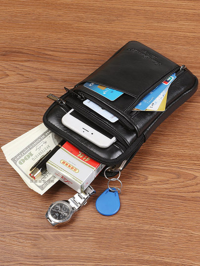 Summer Crossbody Phone Bag, Shoulder Bag, Genuine Leather Bag, Waist Bag, Real Cowhide Multifunctional Men's Mini Small Bag, Portable