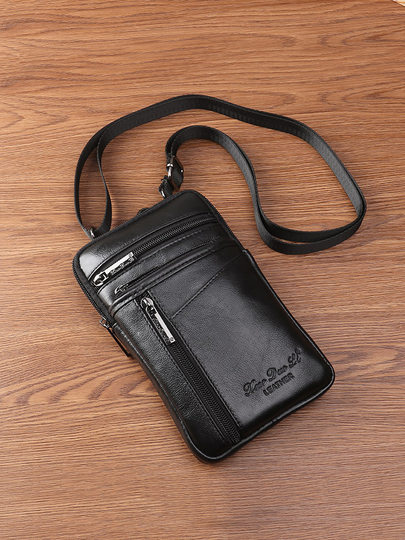 Summer Crossbody Phone Bag, Shoulder Bag, Genuine Leather Bag, Waist Bag, Real Cowhide Multifunctional Men's Mini Small Bag, Portable