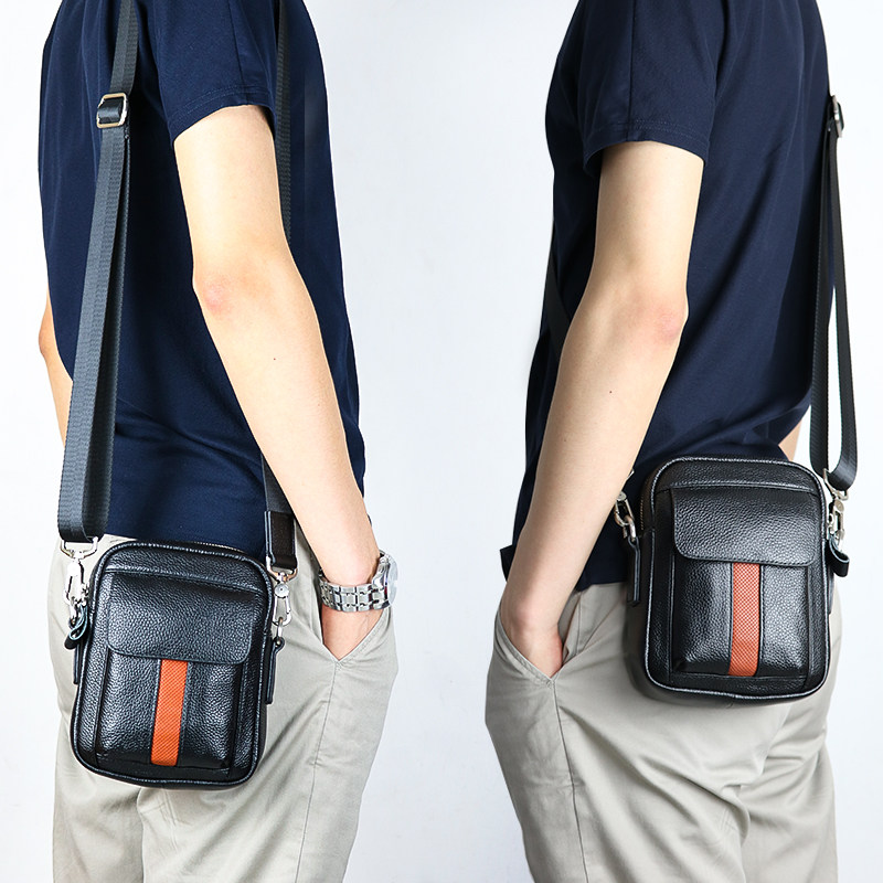 Genuine leather shoulder bag men's small bag casual multifunctional shoulder bag cowhide bag men's bag cross-body shoulder bag mini carry bag
