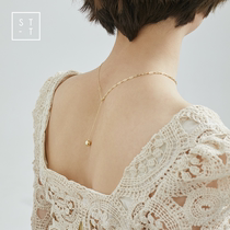 Mrs. Shen S925 sterling silver Japanese and Korean simple fashion necklace women gold-plated small ball pendant choker girlfriends gift