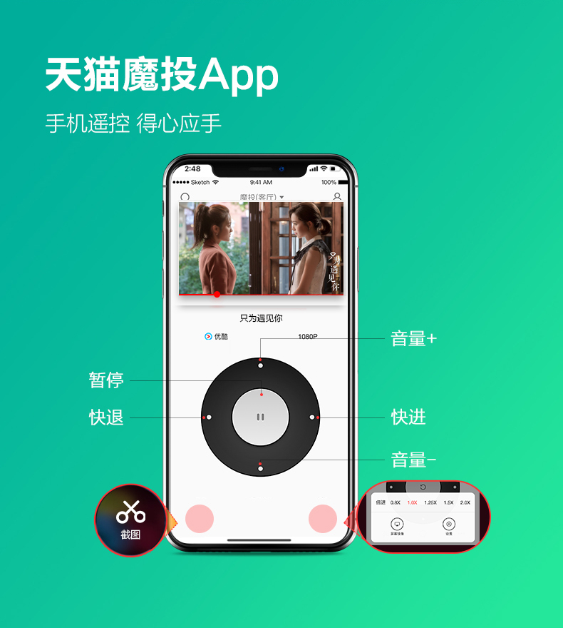 Tmall Magic cast điện thoại di động screencaster không dây 2K có màn hình với hộp TV set set-top box mạng HD 1 - Trình phát TV thông minh thiết bị phát wifi từ sim 4g