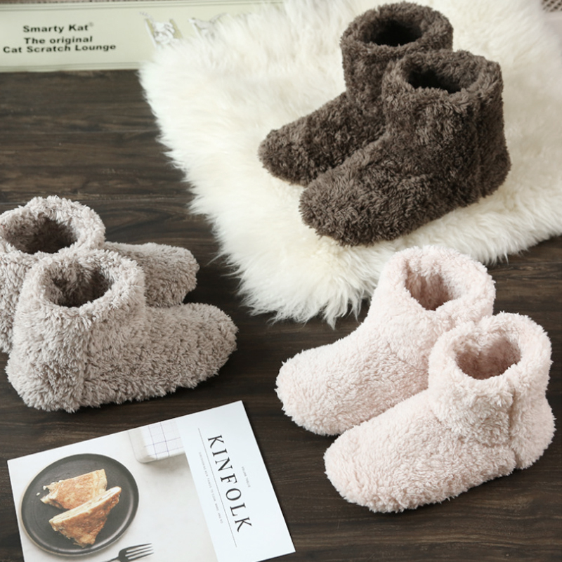Indoor Home Shoes, High Boots, Fully Covered Cotton Shoes, Men's and Women's Floor Boots, Winter Warm Slippers