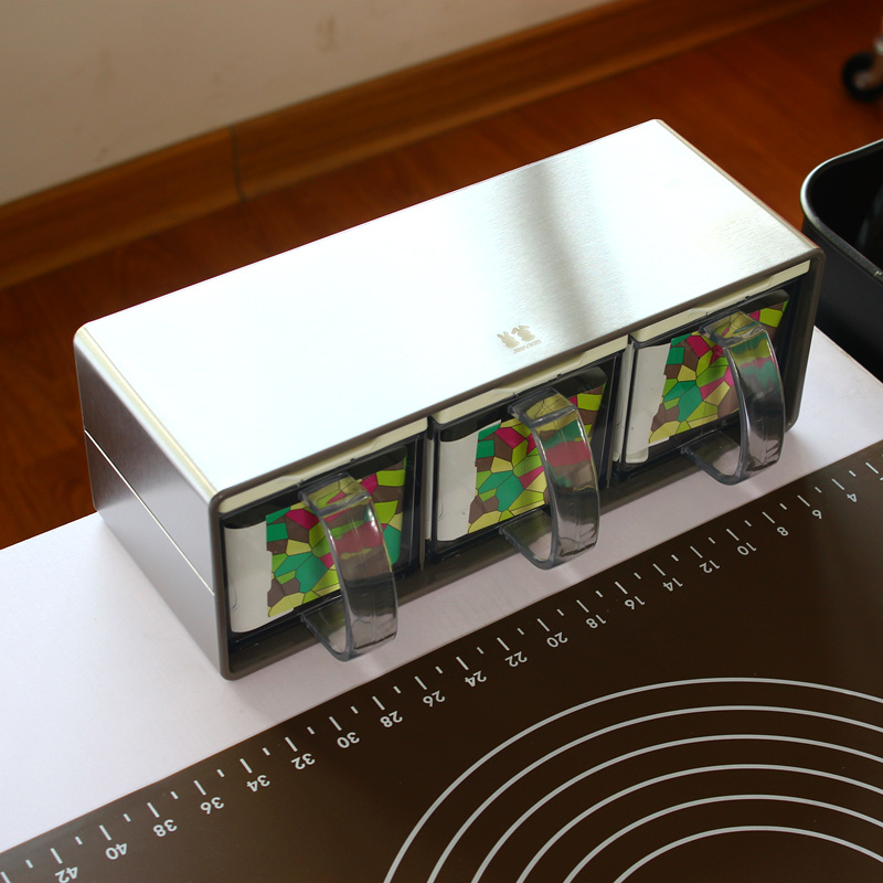 Great Uncle Upscale Stainless Steel Panel Sauce Box Plastic Seasoning Jar Suit Seasoning Box Salt Tank Seasonings Box-Taobao