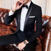 Groom suit suit Male wedding dress slim annual meeting host performance formal dress high-end banquet Korean suit