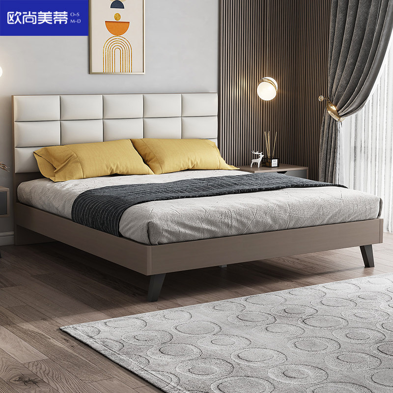 Nordic bed modern minimalist bed master bedroom with small family type wedding bed containing high box storage double bed