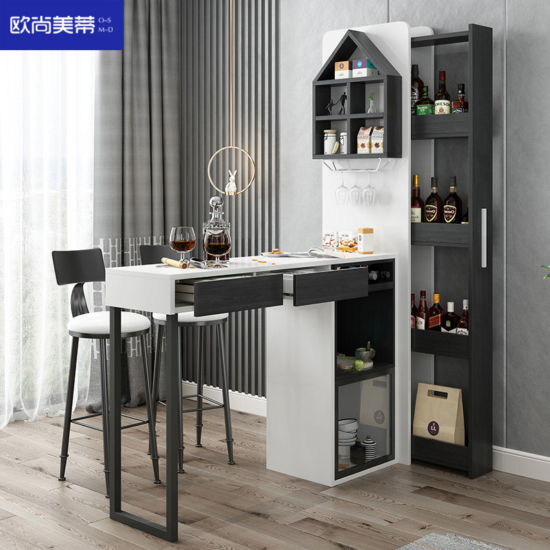 Counter table against the wall Modern simple living room furniture Small apartment type folding partition Nordic wine cabinet high table