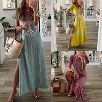 %Spring and summer women's loose split dress European and Am