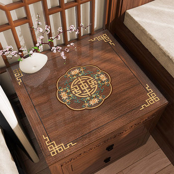 New chinese style frosted hollow soft glass bedside table cover pvc waterproof and oil-proof table pad desktop protection pad New chinese style frosted hollow soft glass bedside table cover pvc waterproof and oil-proof table pad desktop protection pad