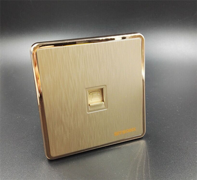 Type 86 Wall Switch Socket SITSONX Large Plate Champagne Golden Wire Drawing Switch Telephone Switch Socket