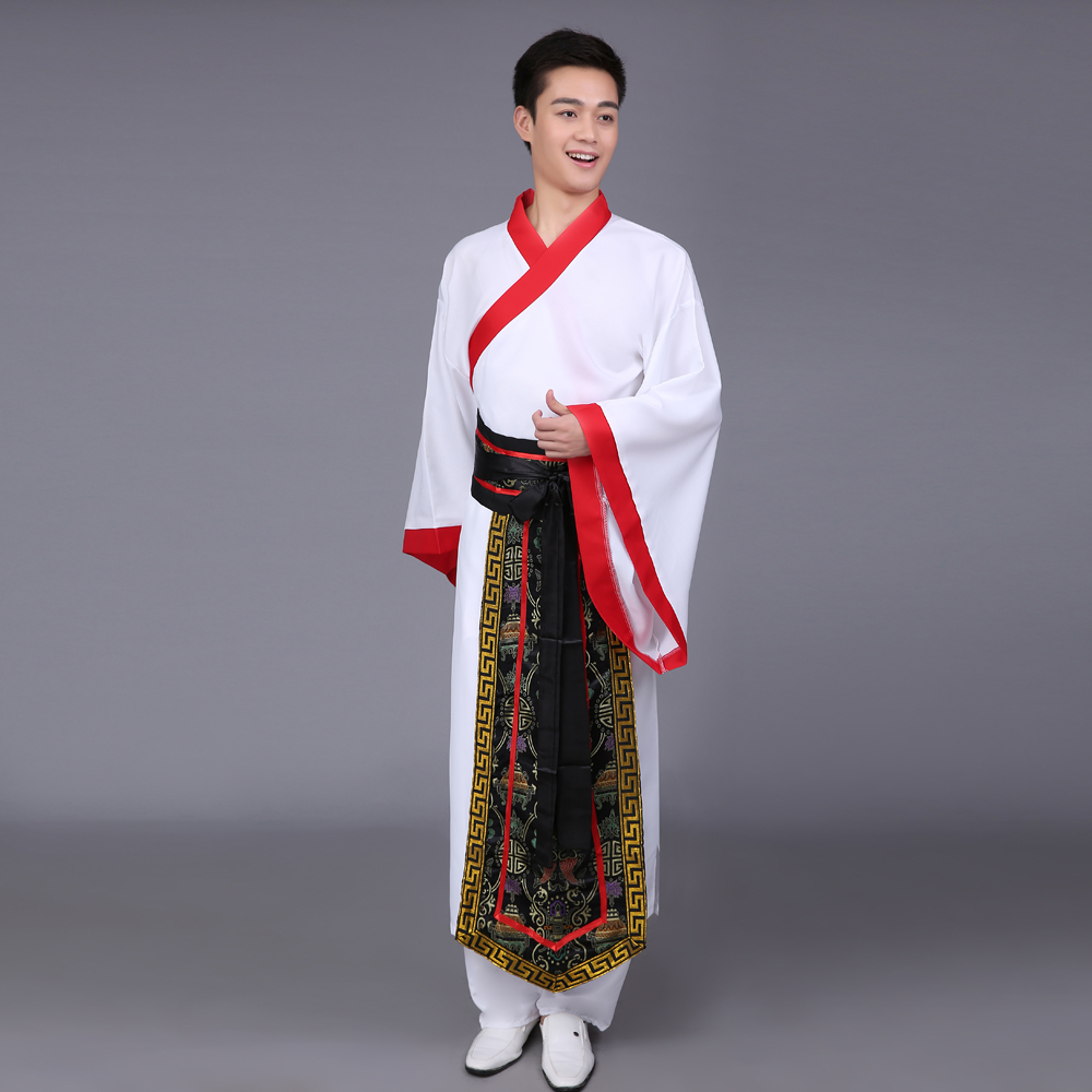 Trung Quốc váy Tang cổ trang phục cổ trang Han sinh quần áo nam quShu Shu sinh viên nam màu đen han quần áo quần áo thẳng sâu