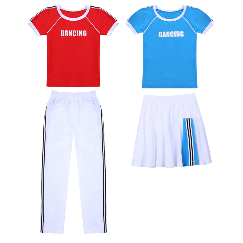 nhảy vuông quần áo cô gái mùa hè 2020 bộ mới của bông ngắn tay áo đội thể dục dụng cụ thể dục váy biểu diễn đặc biệt