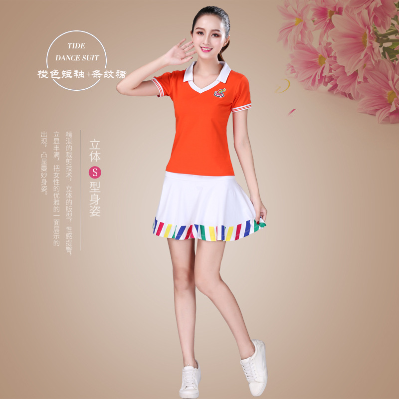 Quảng trường Khiêu vũ Trang phục Nữ Adult Set 2019 Original New Summer bông ngắn Sportswear Đội Sleeve