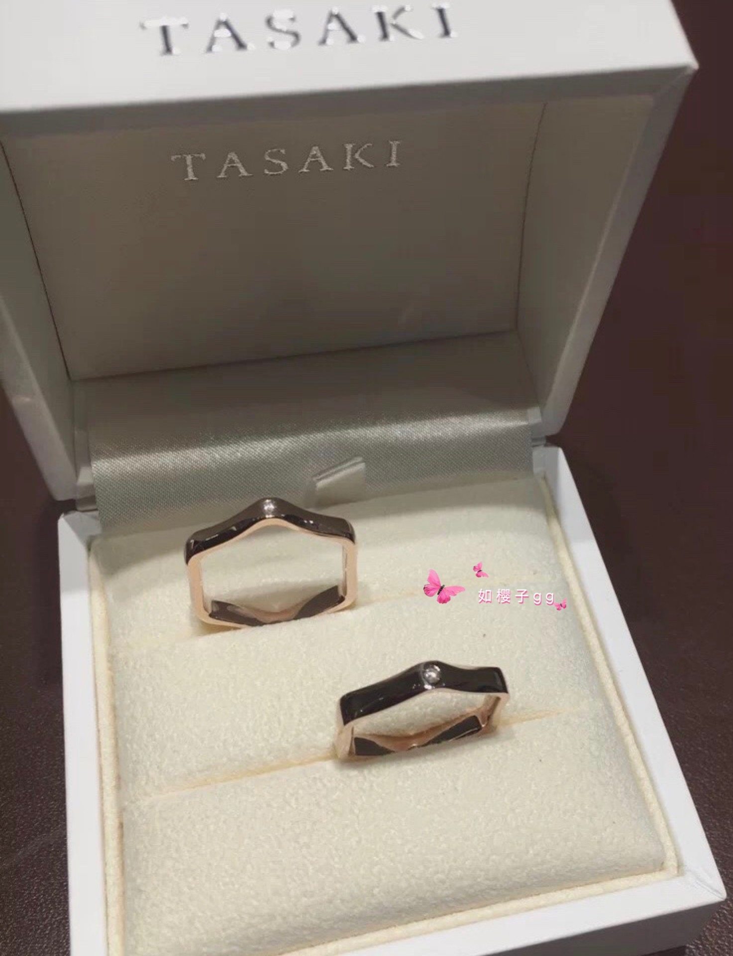 代购TASAKI田崎&塔思琦labello六边形樱花金/铂金婚戒戒指对戒